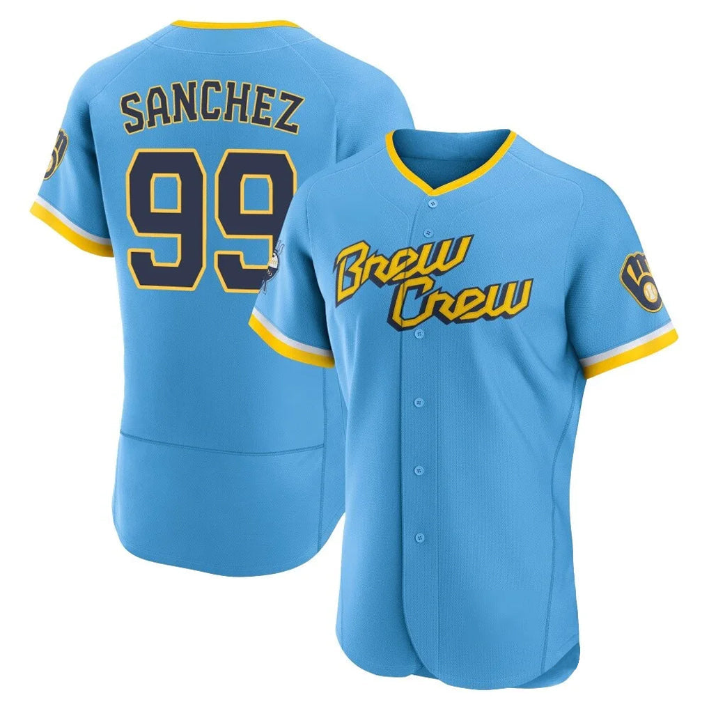 Punc M.Brewers #99 Gary Sanchez Player Light Blue City Connect Home Limited Elite Stitched Jerseys
