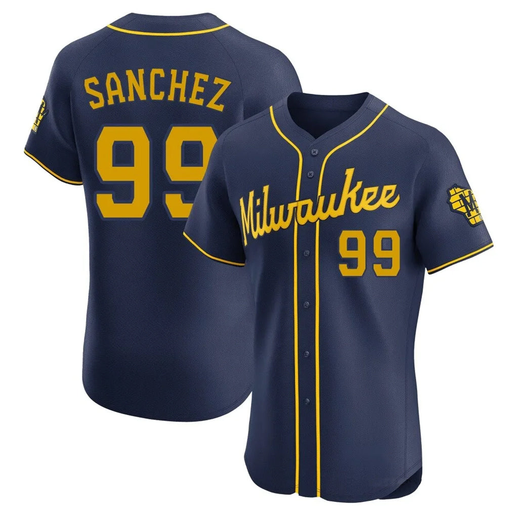 Punc M.Brewers #99 Gary Sanchez Player Navy Home Limited Elite Stitched Jerseys