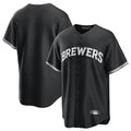 Punc M.Brewers Blank Player Black Game Home Stitched Jerseys