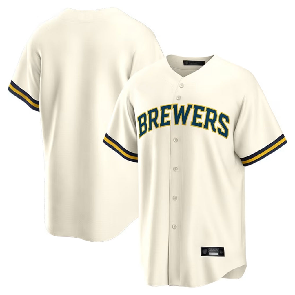 Punc M.Brewers Blank Player Cream Home Game Stitched Jerseys