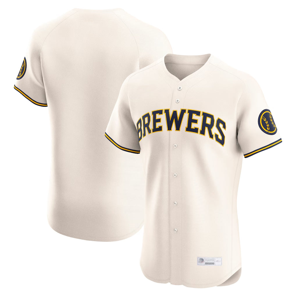 Punc M.Brewers Blank Player Cream Home Limited Elite Stitched Jerseys