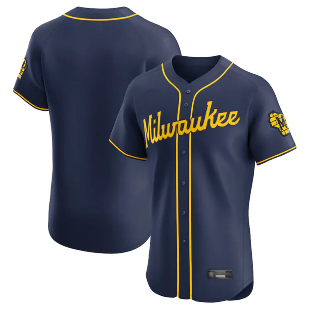 Punc M.Brewers Blank Player Navy Home Limited Elite Stitched Jerseys