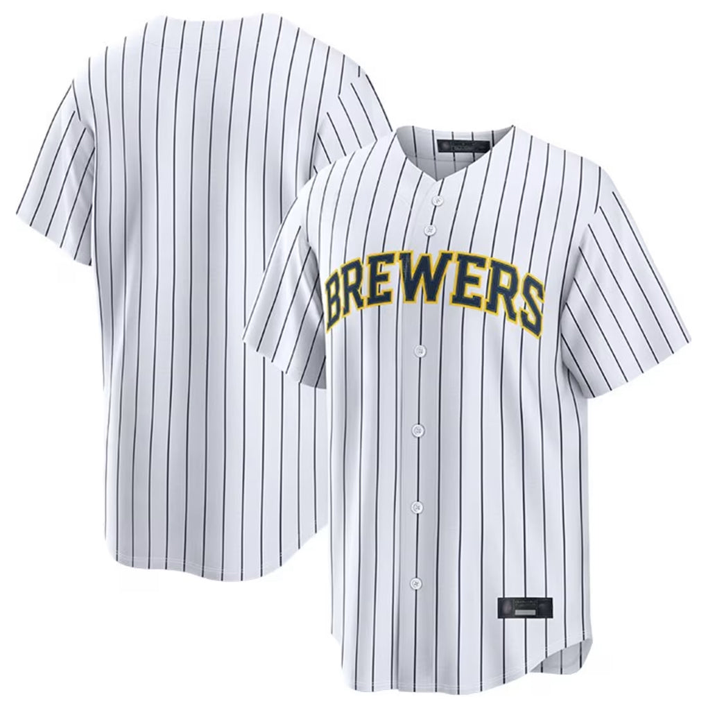 Punc M.Brewers Blank Player White Stripes Home Limited Stitched Jerseys