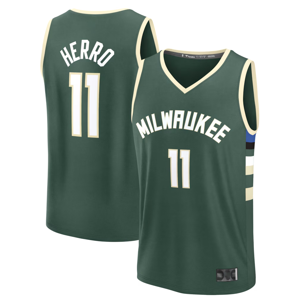 Punc M.Bucks #11 Tyler Herro Hunter Green Fast Break Replica Jerseys - Icon Edition