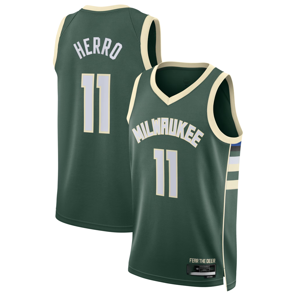 Punc M.Bucks #11 Tyler Herro Hunter Green Swingman Jerseys - Icon Edition