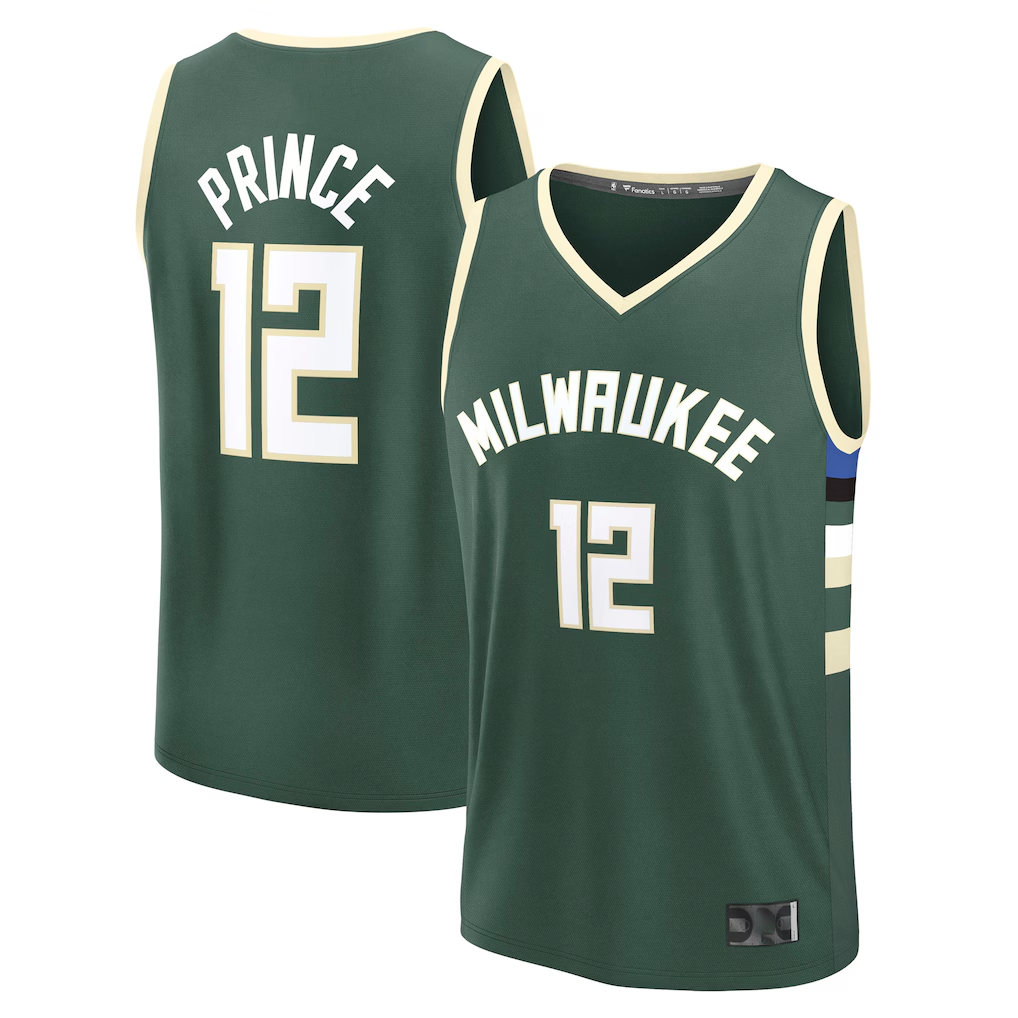 Punc M.Bucks #12 Taurean Prince Hunter Green Fast Break Replica Player Jerseys - Icon Edition