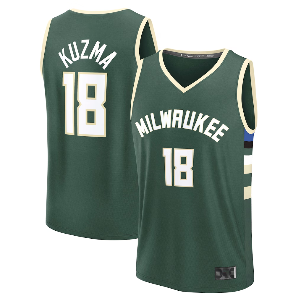Punc M.Bucks #18 Kyle Kuzma Hunter Green Fast Break Replica Player Jerseys - Icon Edition