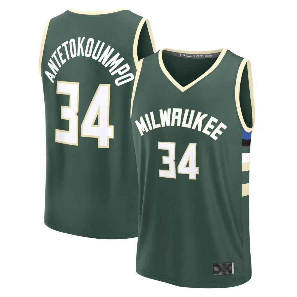 Punc M.Bucks #34 Giannis Antetokounmpo Hunter Green Fast Break Replica Player Jerseys - Icon Edition