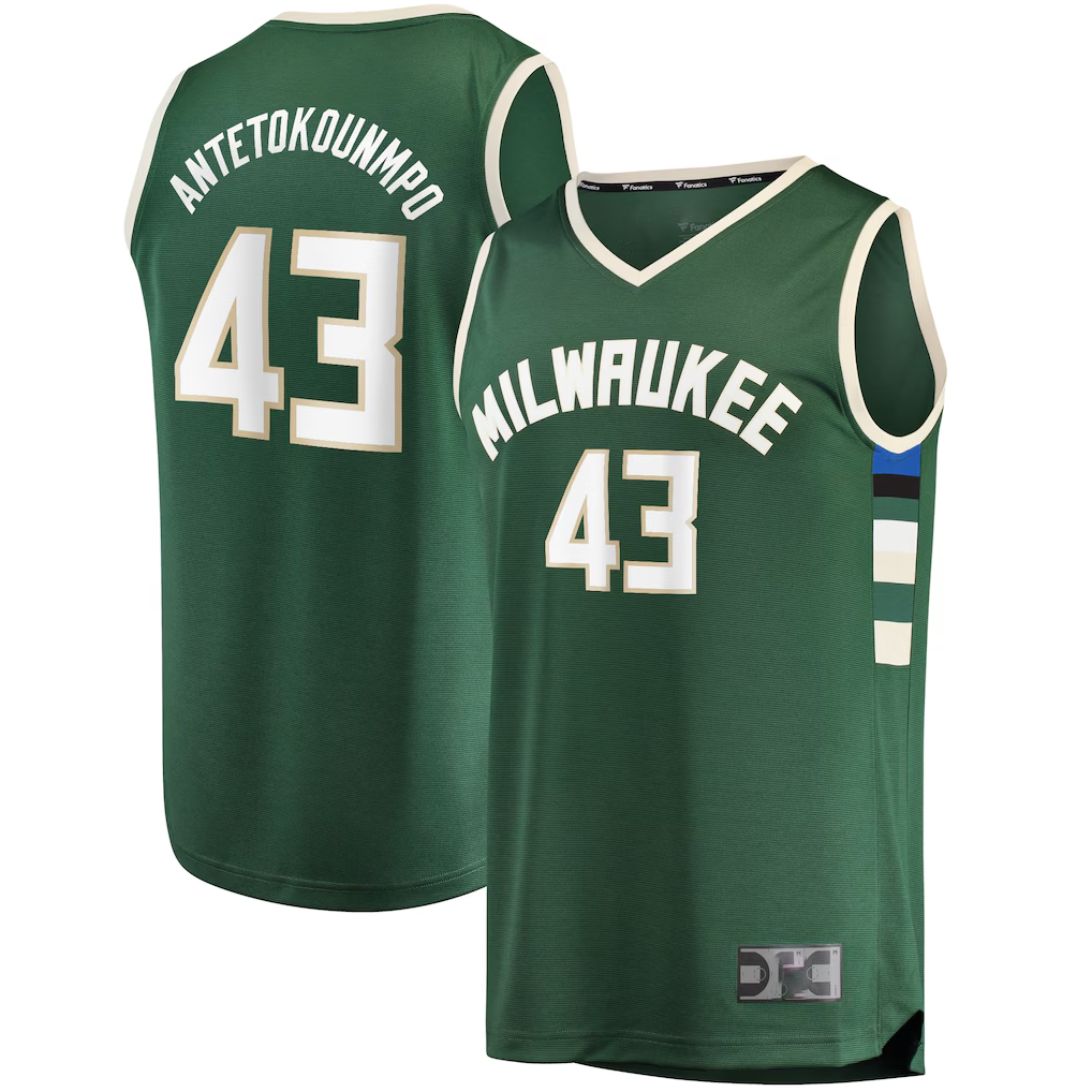 Punc M.Bucks #43 Thanasis Antetokounmpo Hunter Green Fast Break Replica Player Jerseys - Icon Edition