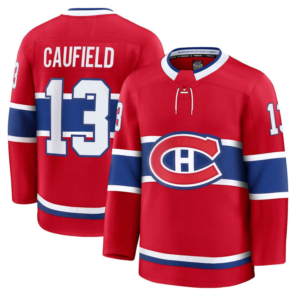 Punc M.Canadiens #13 Cole Caufield Red Home Premium Jerseys