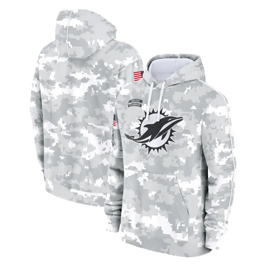 Punc M.Dolphins Arctic Camo Salute to Service Hoodies Limited Game Blank Player Stitched Jerseys