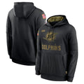 Punc M.Dolphins Black Salute to Service Hoodies Limited Game Blank Player Stitched Jerseys