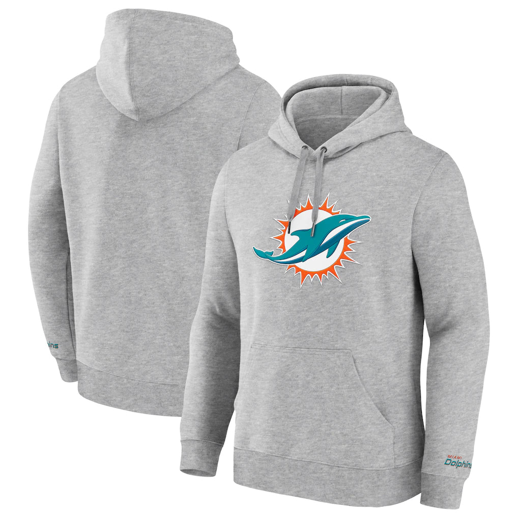 Punc M.Dolphins Gray LOGO Pullover Hoodies Limited Blank Player Stitched Jerseys
