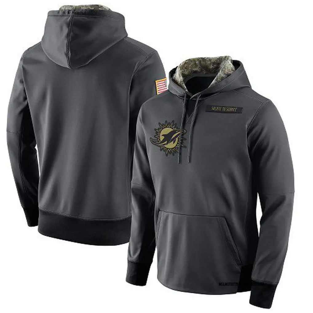 Punc M.Dolphins Gray Pullover Hoodies Limited Blank Player Stitched Jerseys