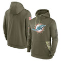 Punc M.Dolphins Olive Salute to Service Pullover Hoodies Home Game Blank Player Stitched Jerseys