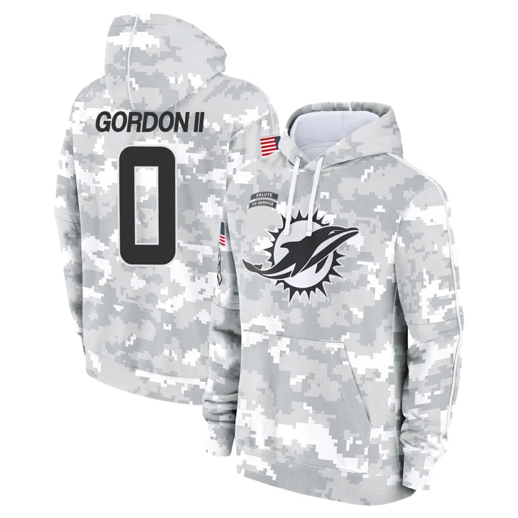 Punc M.Dolphins #0 Ollie Gordon II Player Arctic Camo Salute to Service Hoodies Limited Game Stitched Jerseys