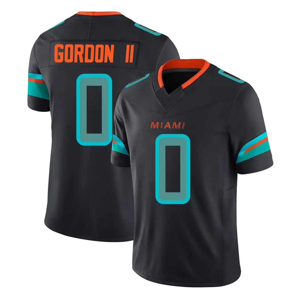 Punc M.Dolphins #0 Ollie Gordon II Player Black Limited Pitch Rivalries Collection Home Game Stitched Jerseys