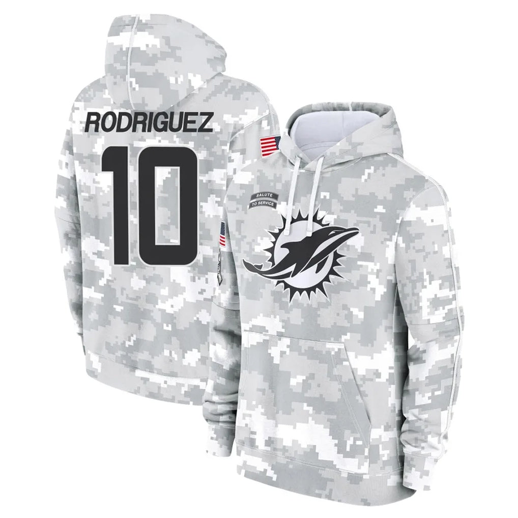 Punc M.Dolphins #10 Jacob Rodriguez Player Arctic Camo Salute to Service Hoodies Limited Game Stitched Jerseys
