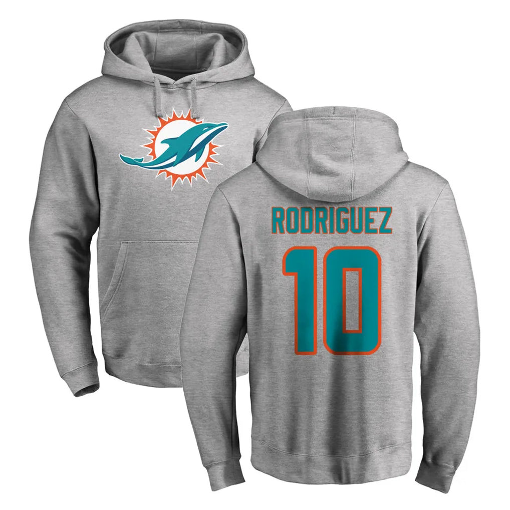 Punc M.Dolphins #10 Jacob Rodriguez Player Gray LOGO Pullover Hoodies Limited Stitched Jerseys