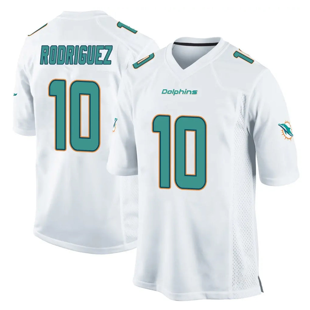 Punc M.Dolphins #10 Jacob Rodriguez Player White Home Game Stitched Jerseys