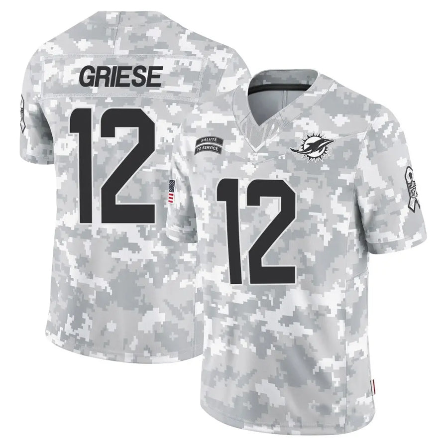 Punc M.Dolphins #12 Bob Griese Player Arctic Camo Salute to Service Limited Stitched Jerseys