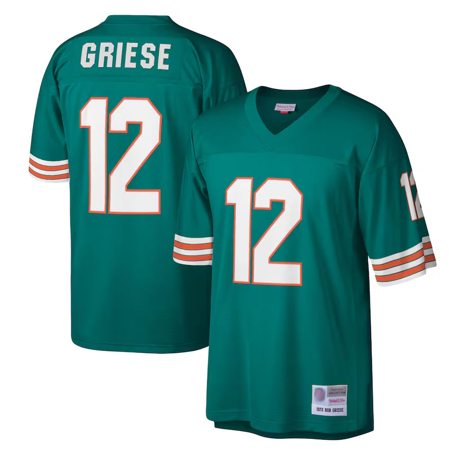Punc M.Dolphins #12 Bob Griese Player Mitchell & Ness Aqua Legacy Replica Stitched Jerseys