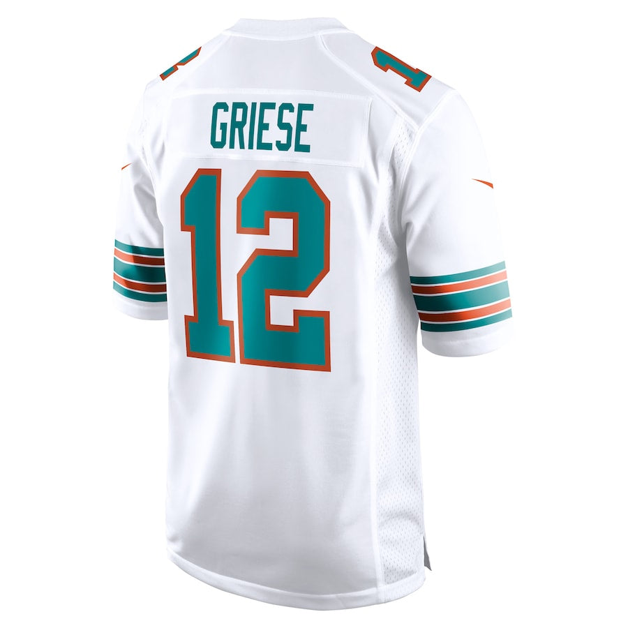Punc M.Dolphins #12 Bob Griese Player White Home Game Stitched Jerseys