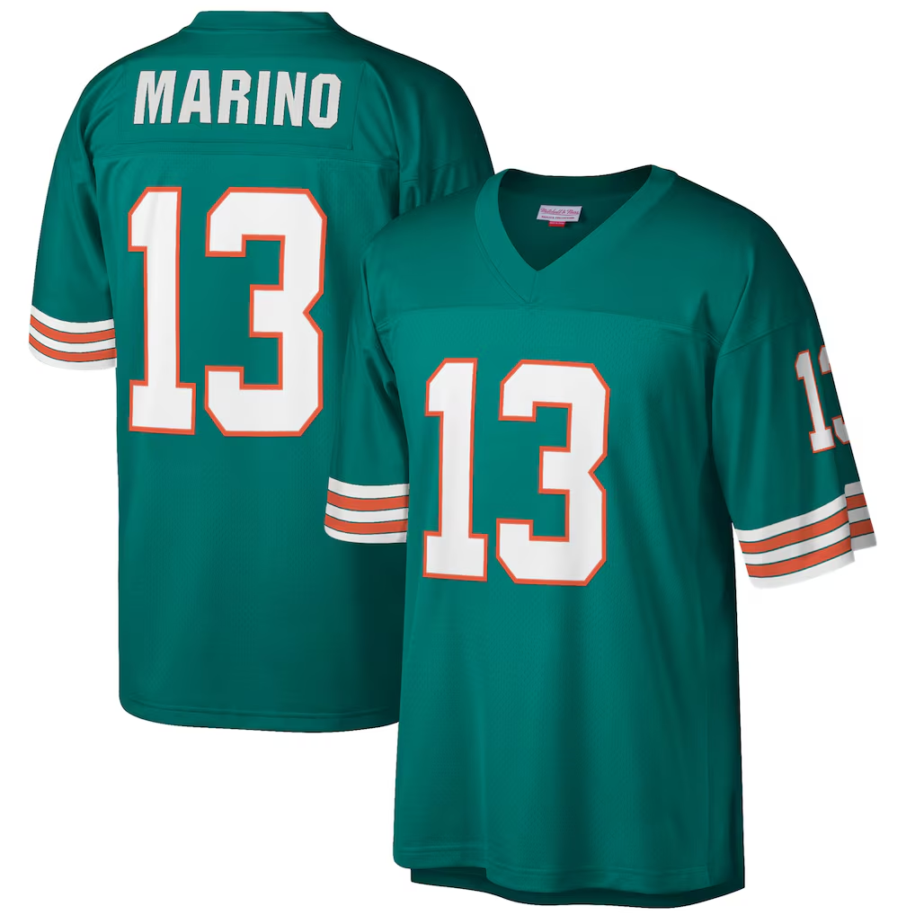 Punc M.Dolphins #13 Dan Marino Mitchell & Ness Aqua Big & Tall 1984 Retired Player Replica Stitched Jerseys