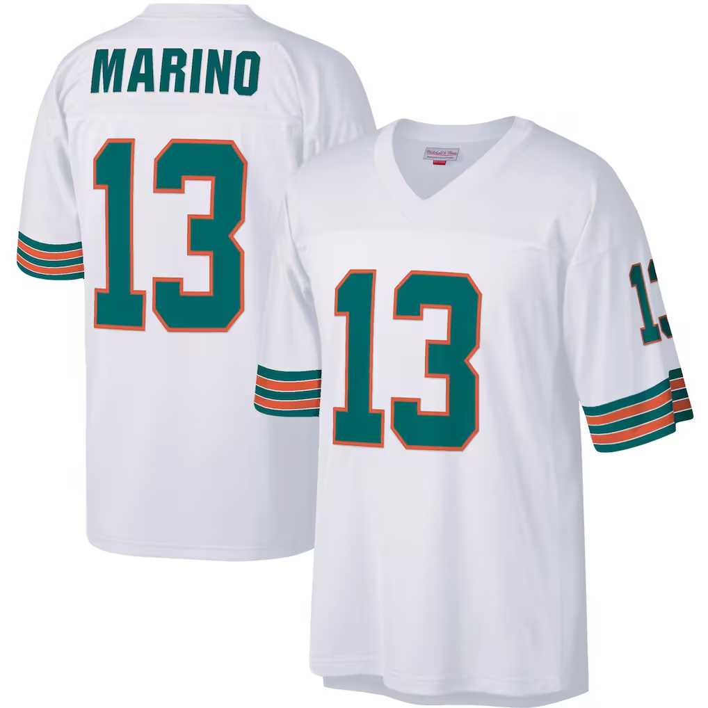 Punc M.Dolphins #13 Dan Marino Mitchell & Ness White Big & Tall 1984 Retired Player Replica Stitched Jerseys