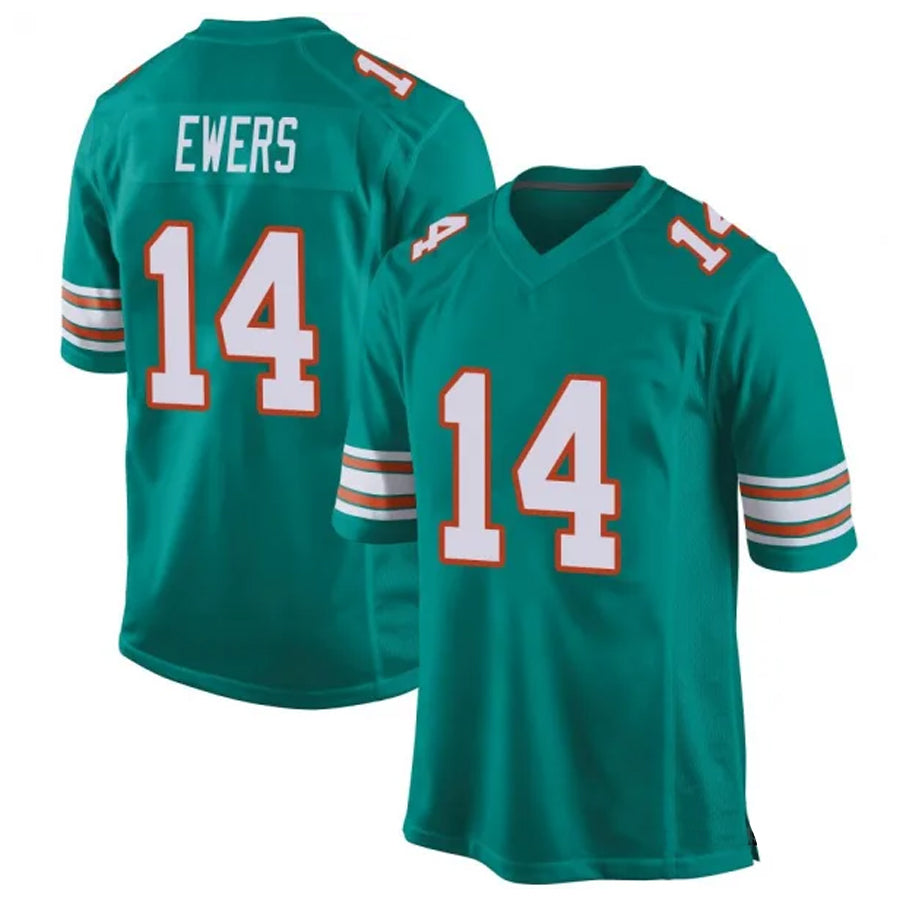 Punc M.Dolphins #14 Quinn Ewers Player Aqua Game Stitched Jerseys