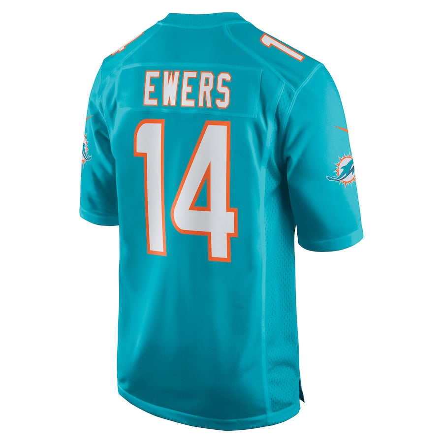 Punc M.Dolphins #14 Quinn Ewers Player Aqua Home Game Stitched Jerseys
