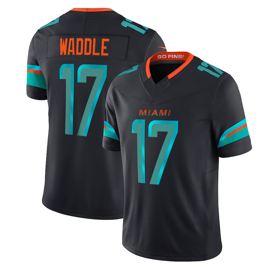 Punc M.Dolphins #17 Jaylen Waddle Player Blue Rivalries Collection Vapor Limited Stitched Jerseys