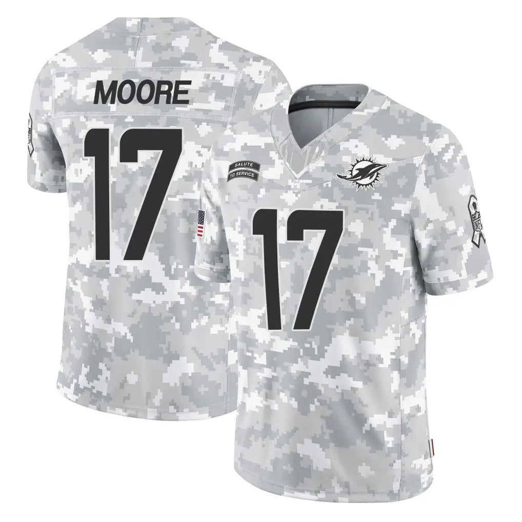 Punc M.Dolphins #17 Trey Moore Player Arctic Camo Salute To Service Limited Game Stitched Jerseys