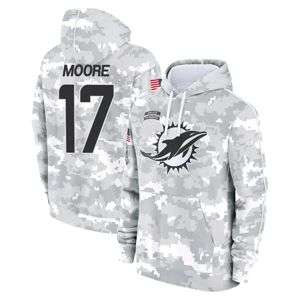 Punc M.Dolphins #17 Trey Moore Player Arctic Camo Salute to Service Hoodies Limited Game Stitched Jerseys