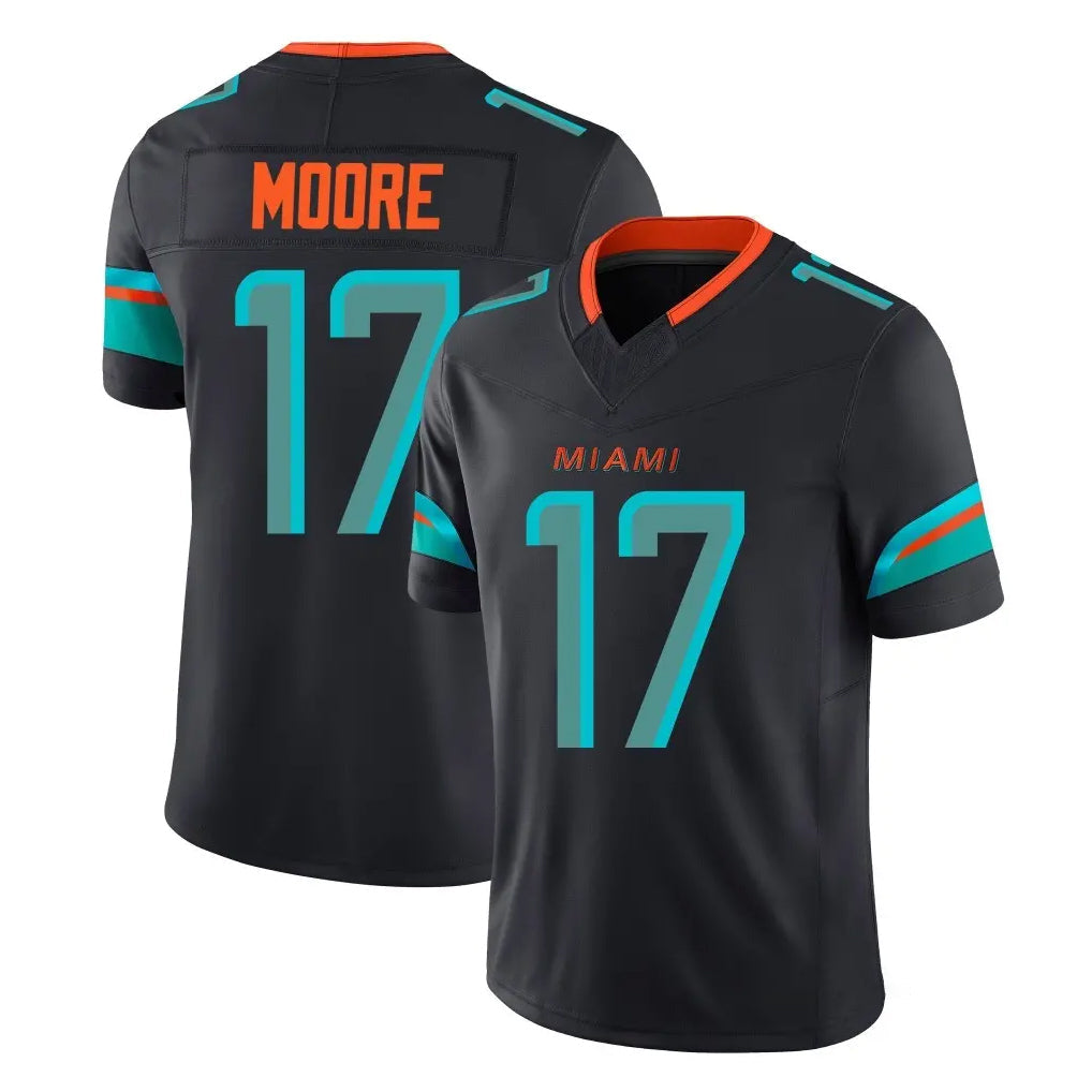 Punc M.Dolphins #17 Trey Moore Player Black Limited Pitch Rivalries Collection Home Game Stitched Jerseys