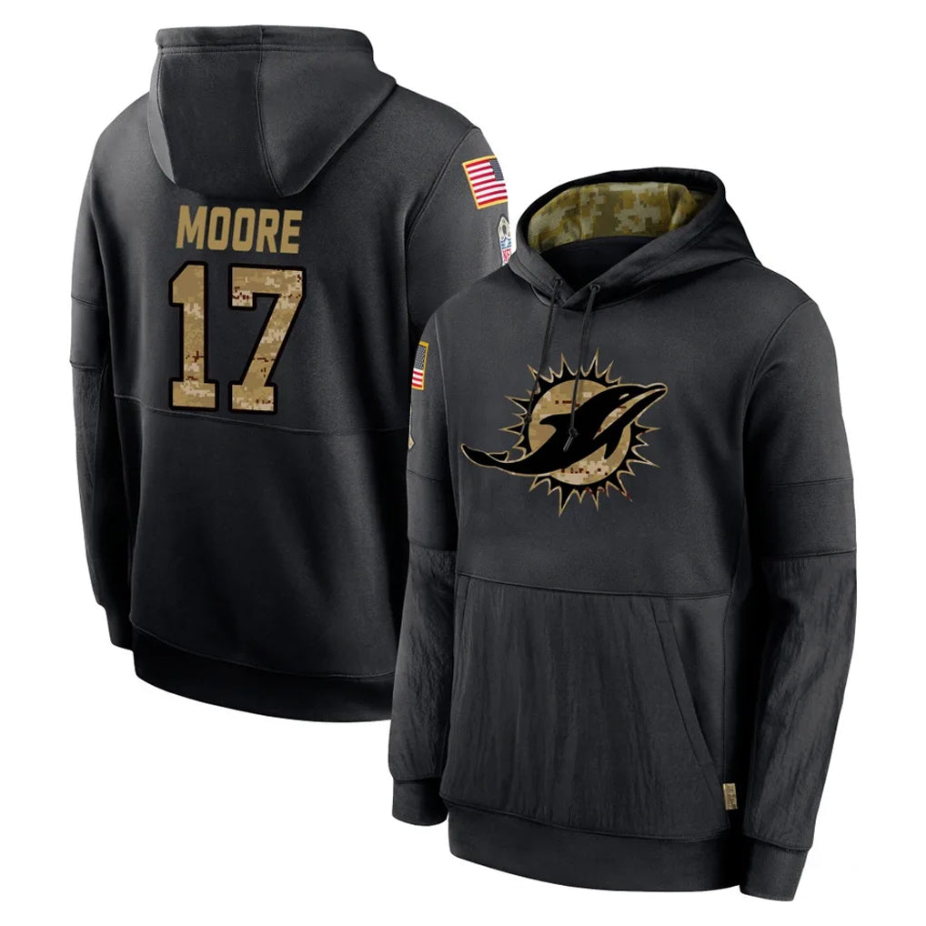 Punc M.Dolphins #17 Trey Moore Player Black Salute to Service Hoodies Limited Game Stitched Jerseys