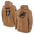 Punc M.Dolphins #17 Trey Moore Player Brown Salute to Service Hoodies Limited Game Stitched Jerseys