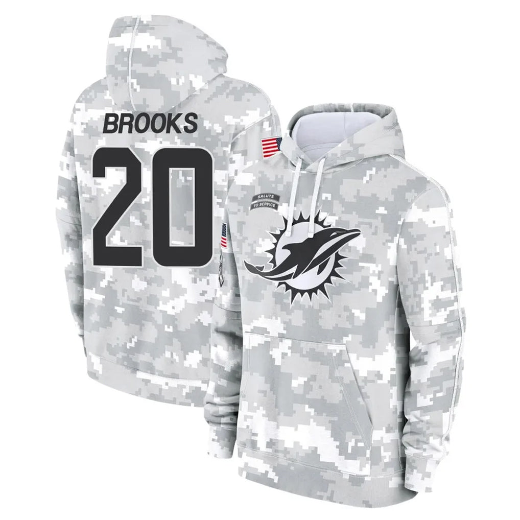 Punc M.Dolphins #20 Jordyn Brooks Player Arctic Camo Salute to Service Hoodies Limited Game Stitched Jerseys