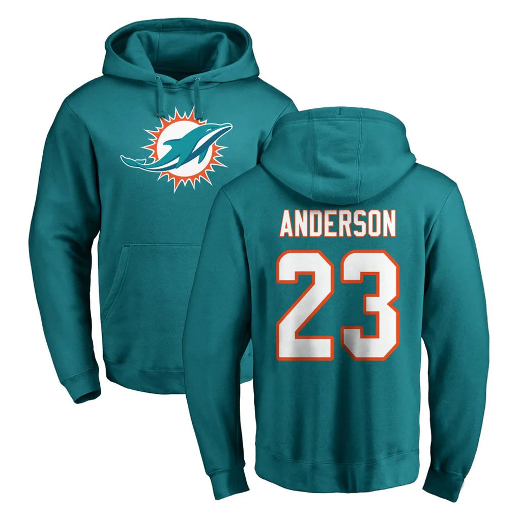 Punc M.Dolphins #23 Zayne Anderson Player Aqua LOGO Pullover Hoodies Limited Stitched Jerseys