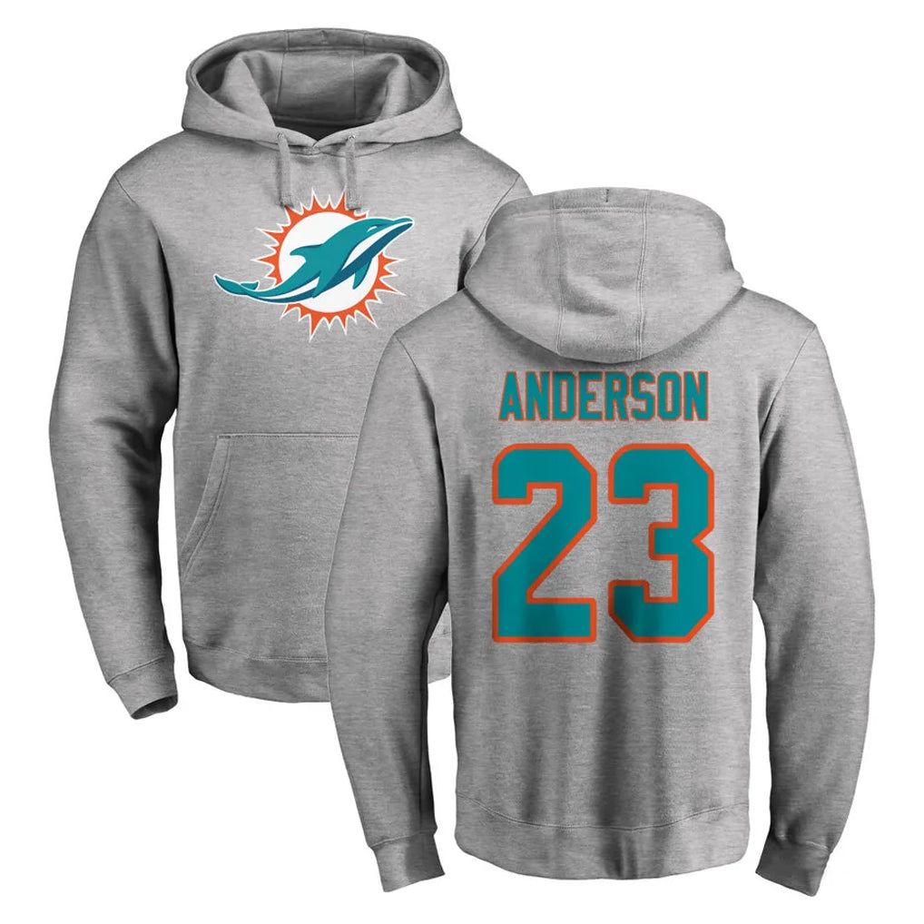 Punc M.Dolphins #23 Zayne Anderson Player Gray LOGO Pullover Hoodies Limited Stitched Jerseys