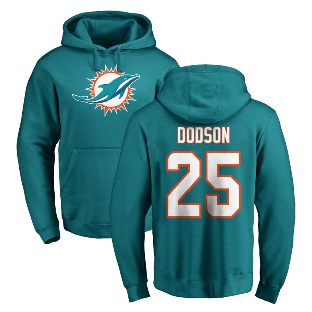 Punc M.Dolphins #25 Tyrel Dodson Player Aqua LOGO Pullover Hoodies Limited Stitched Jerseys