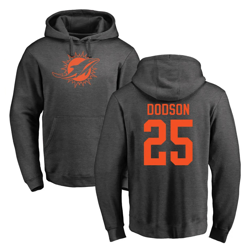 Punc M.Dolphins #25 Tyrel Dodson Player Darkgray Pullover Hoodies Limited Stitched Jerseys
