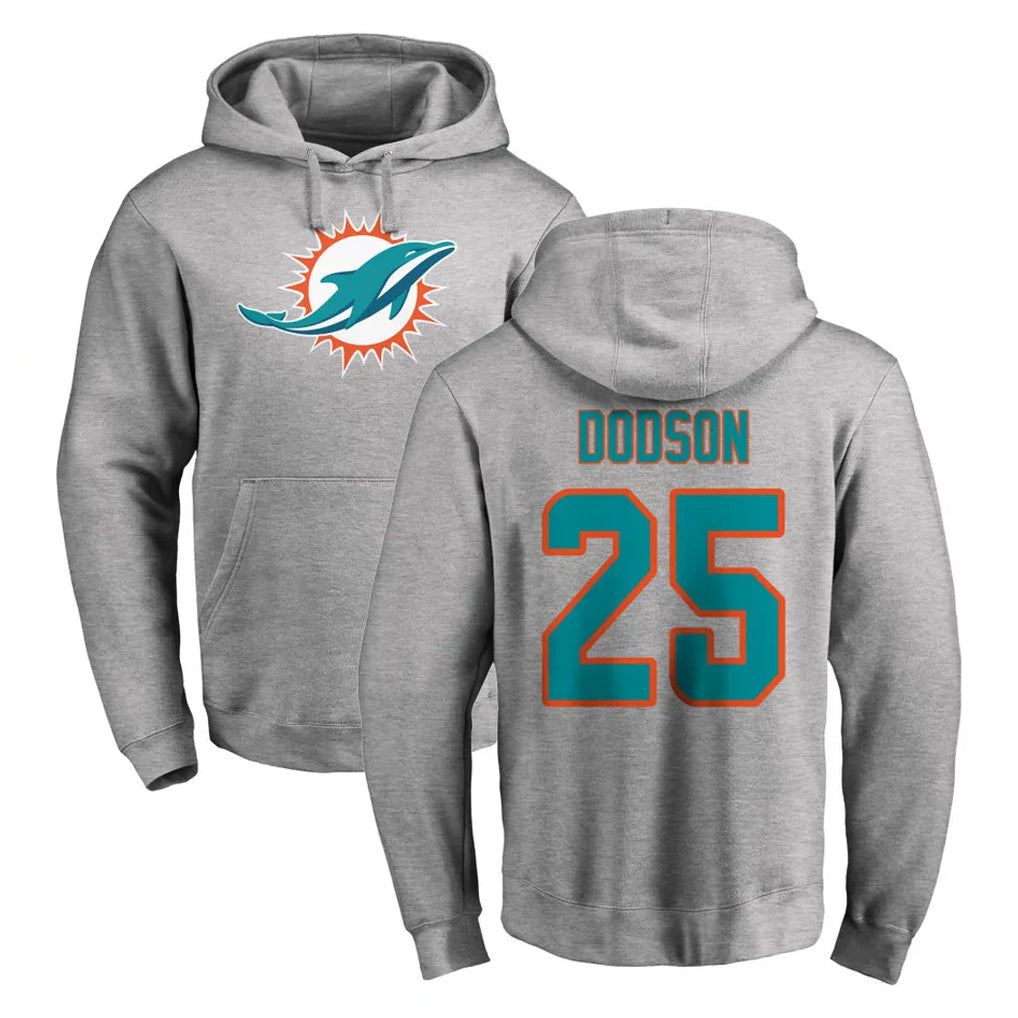 Punc M.Dolphins #25 Tyrel Dodson Player Gray LOGO Pullover Hoodies Limited Stitched Jerseys