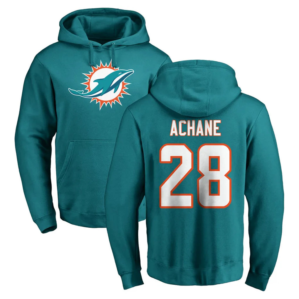 Punc M.Dolphins #28 De'Von Achane Player Aqua LOGO Pullover Hoodies Limited Stitched Jerseys