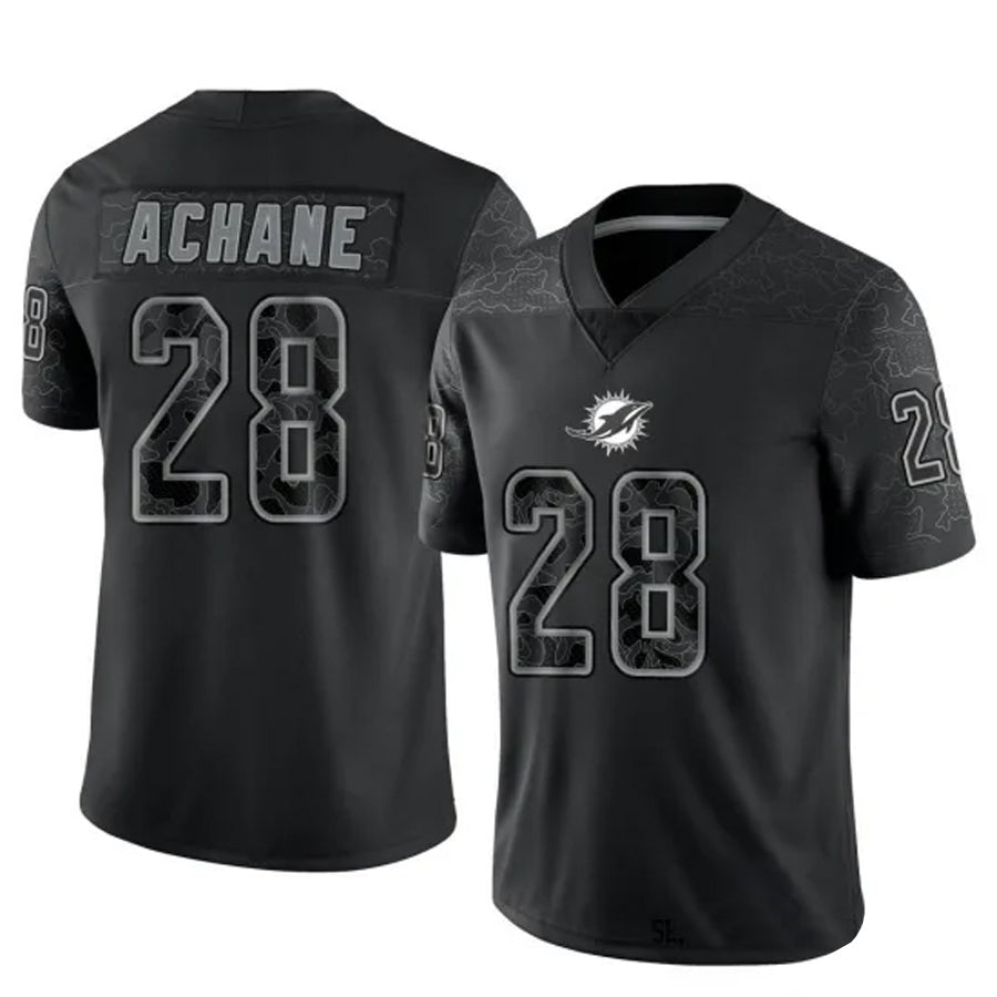 Punc M.Dolphins #28 De?¡¥Von Achane Player Black RFLCTV Limited Stitched Jerseys