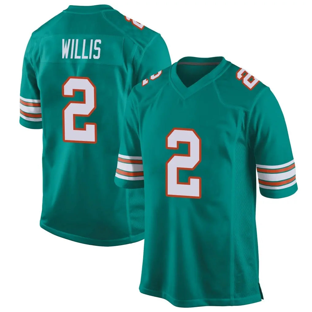 Punc M.Dolphins #2 Malik Willis Player Aqua Alternate Home Game Stitched Jerseys