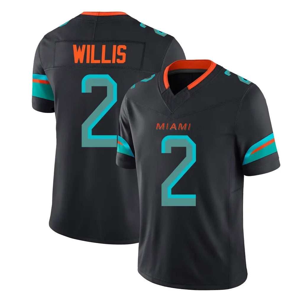 Punc M.Dolphins #2 Malik Willis Player Black Limited Pitch Rivalries Collection Home Game Stitched Jerseys