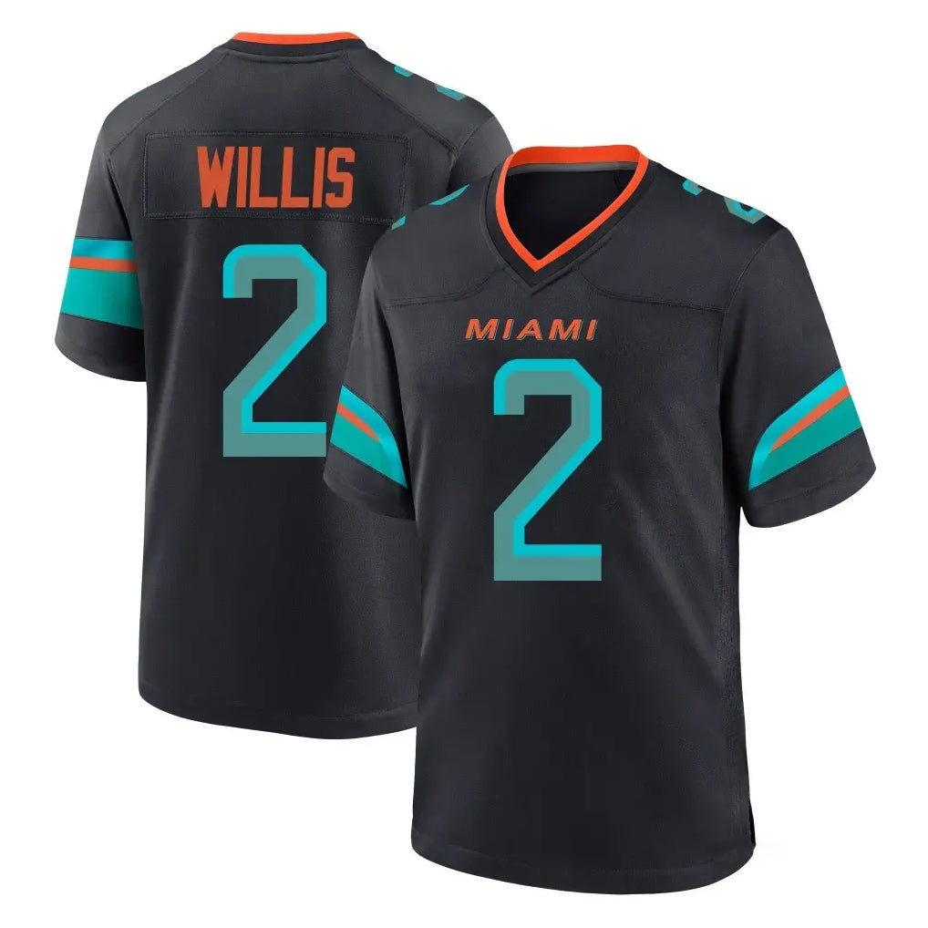 Punc M.Dolphins #2 Malik Willis Player Black Pitch Rivalries Collection Home Game Stitched Jerseys