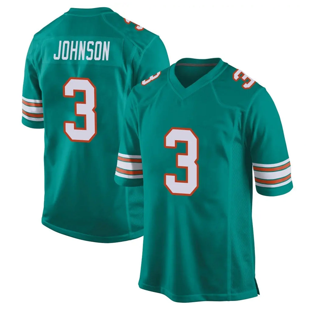 Punc M.Dolphins #3 Chris Johnson Player Aqua Alternate Home Game Stitched Jerseys