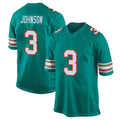 Punc M.Dolphins #3 Chris Johnson Player Aqua Alternate Home Game Stitched Jerseys